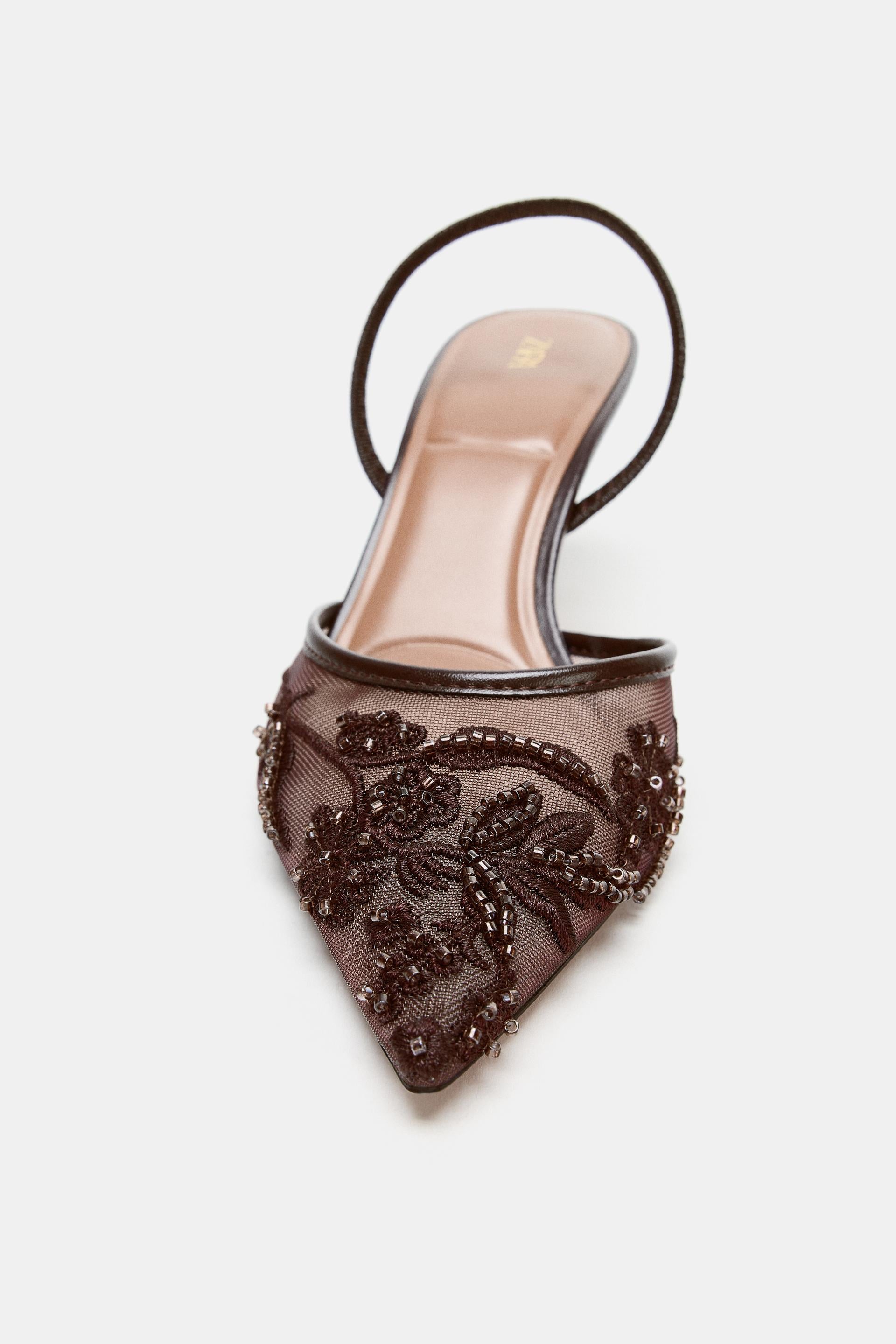 MESH RHINESTONE SLINGBACK HEELS