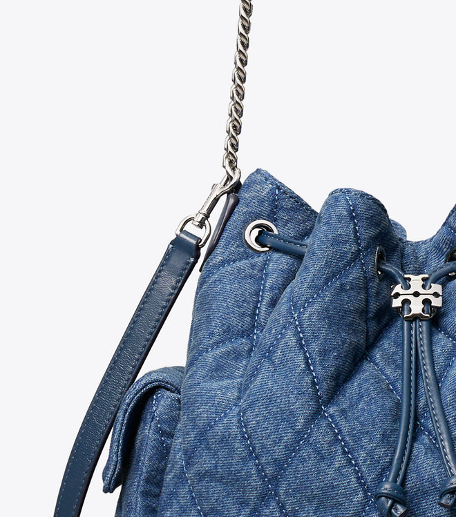 CHARLIE QUILTED DENIM DRAWSTRING SHOULDER BAG (Copy)