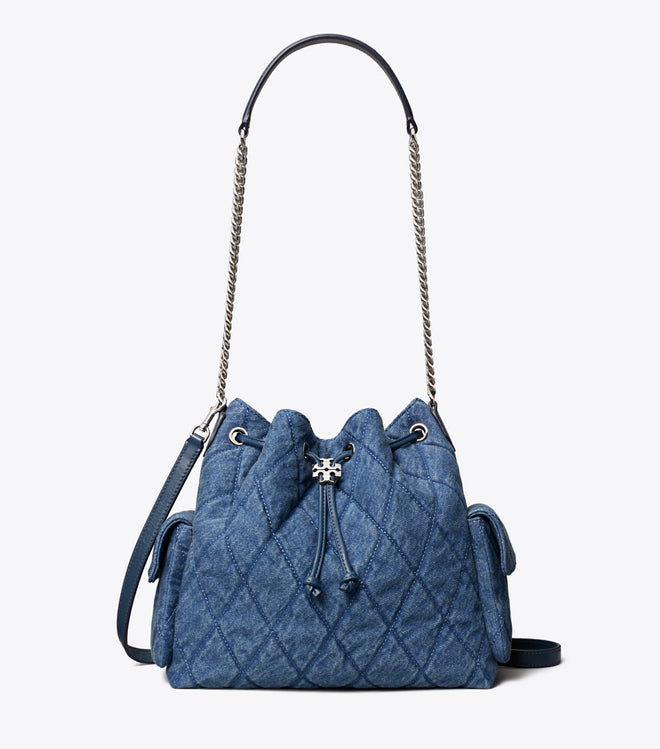 CHARLIE QUILTED DENIM DRAWSTRING SHOULDER BAG (Copy)