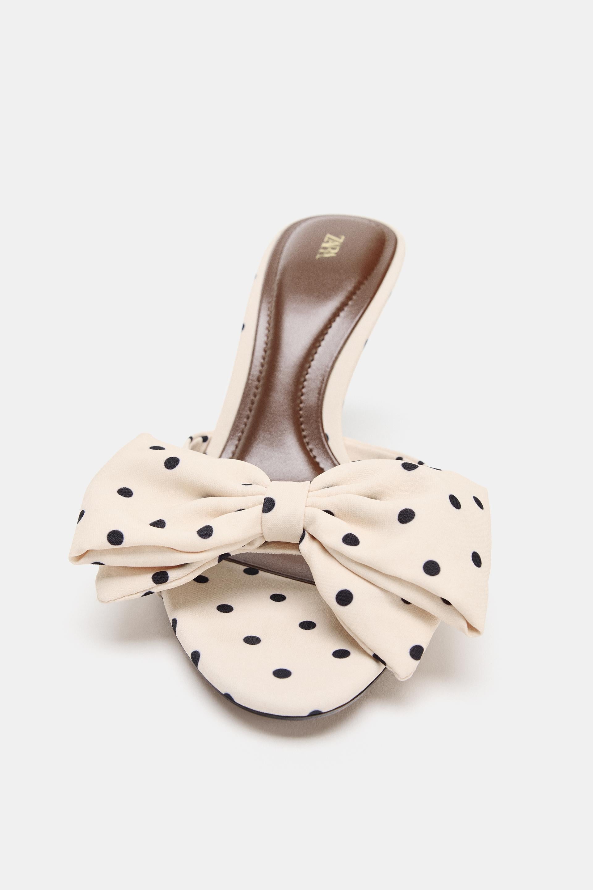 POLKA DOT PRINT SANDALS WITH BOW