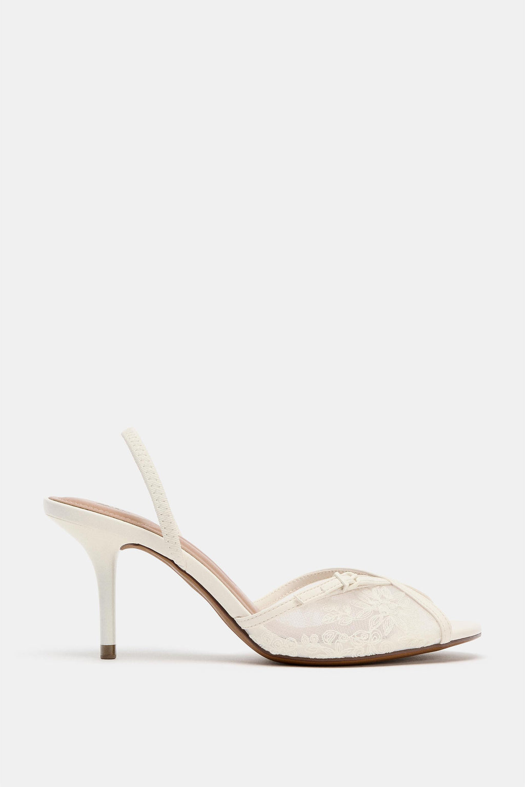 MESH EMBROIDERED HEELED SANDALS