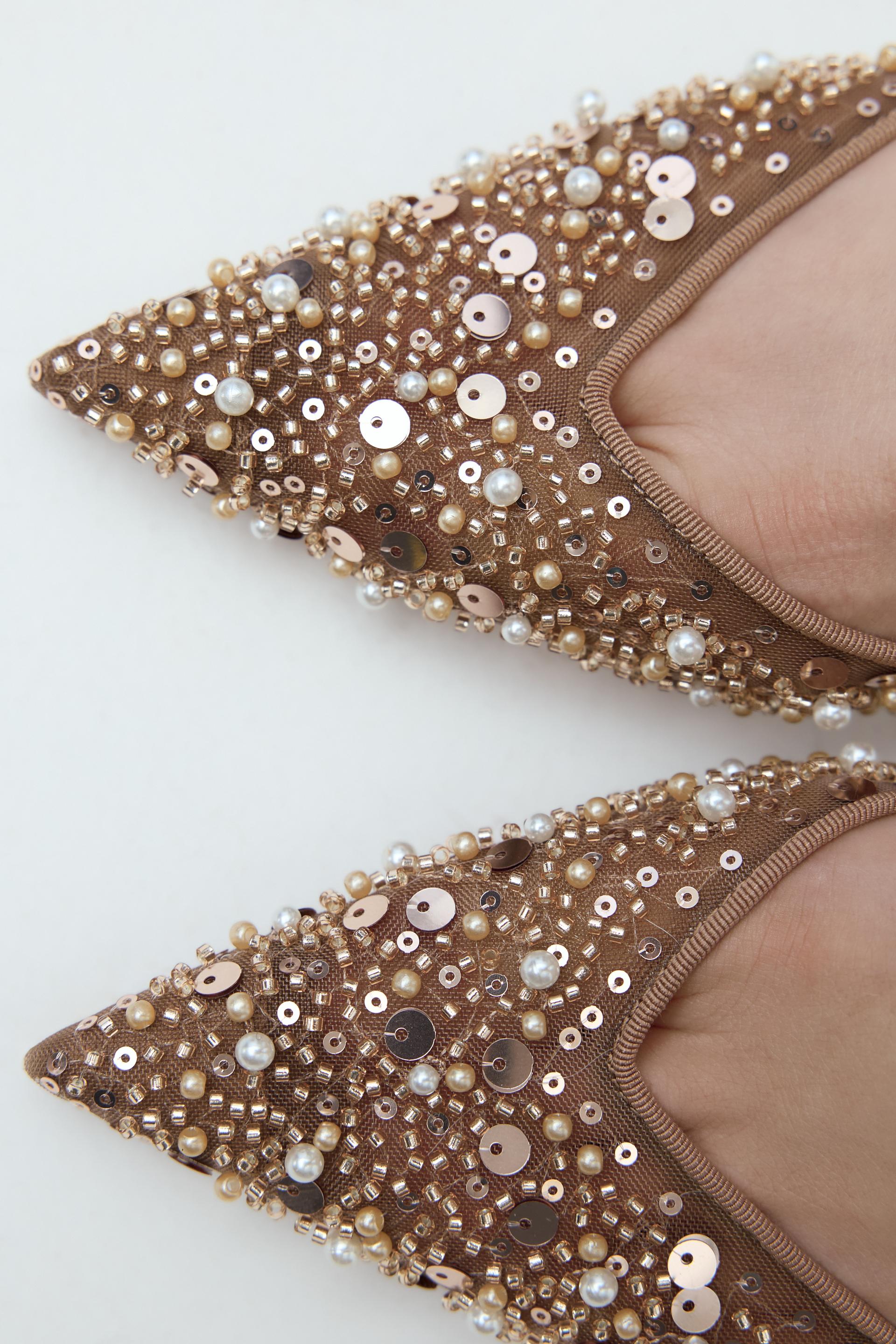 IMPORTED MESH AND BEADED HEELS