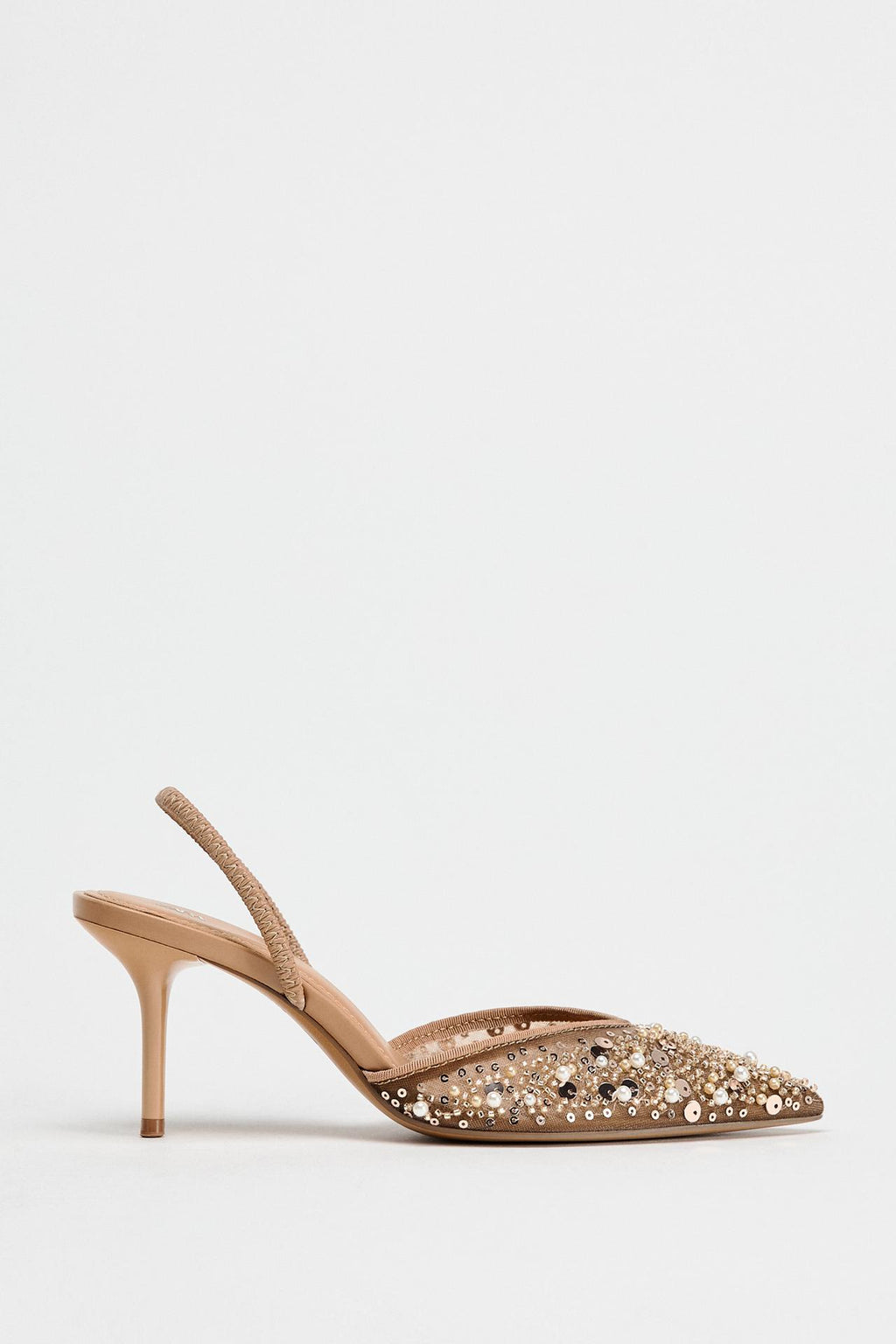 IMPORTED MESH AND BEADED HEELS