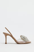 IMPORTED HEELS WITH SHINNY BOW