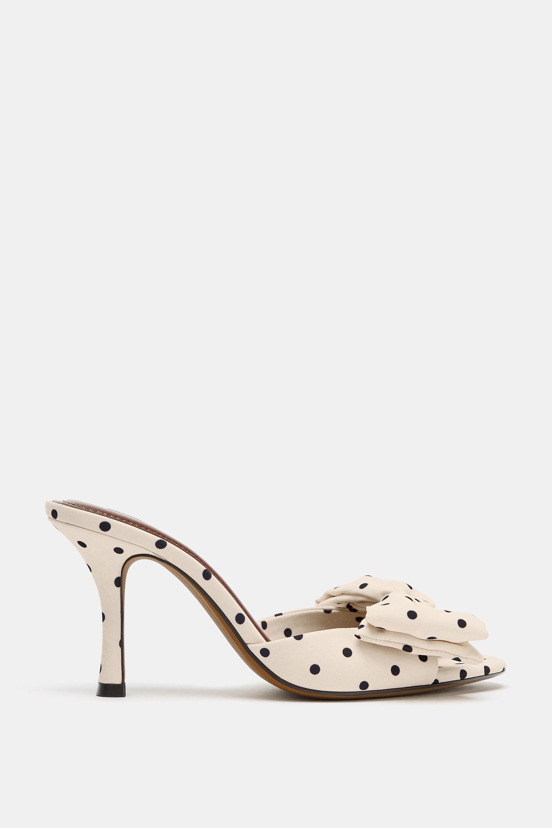 POLKA DOT PRINT SANDALS WITH BOW