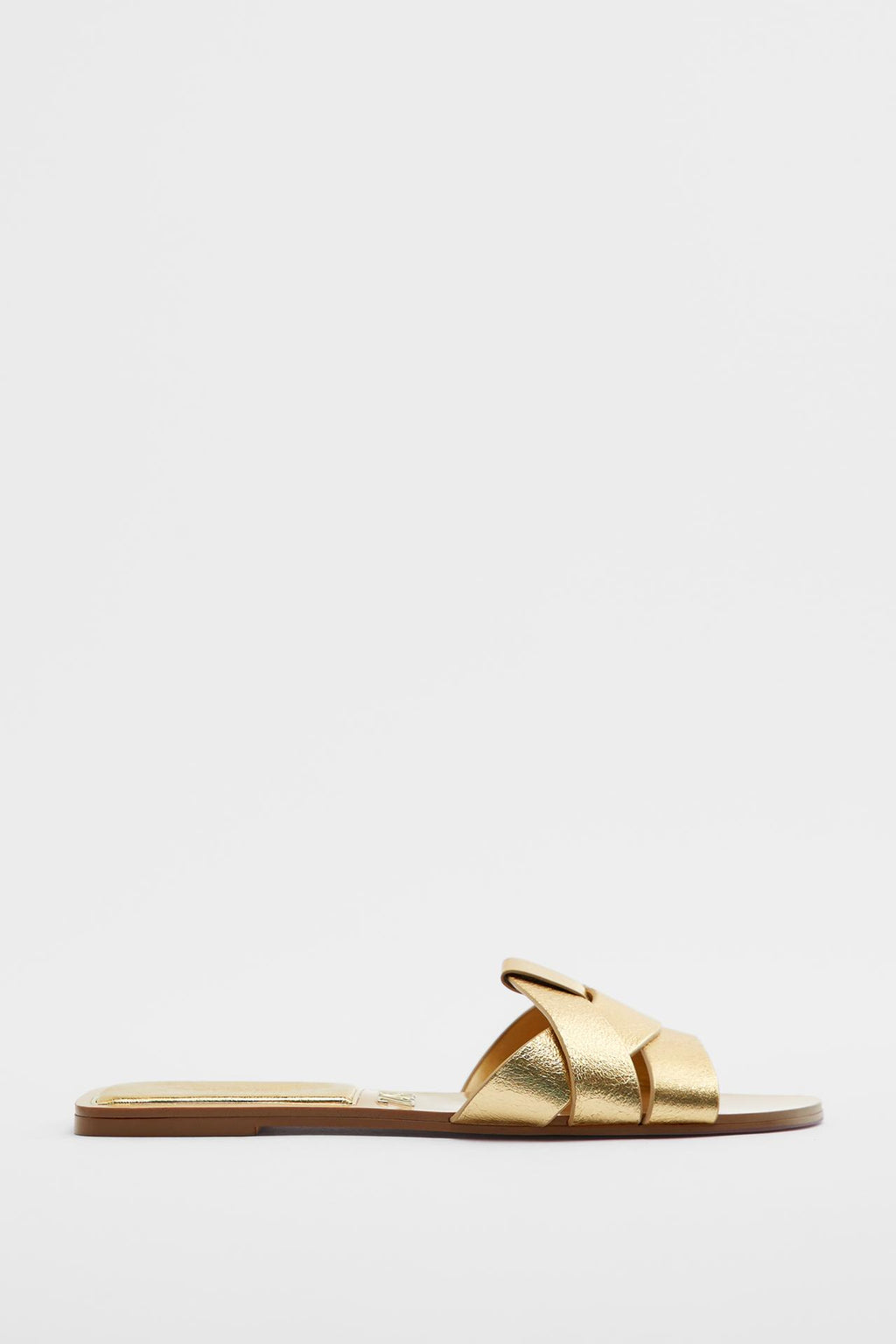 Flat Criss-Cross leather slides