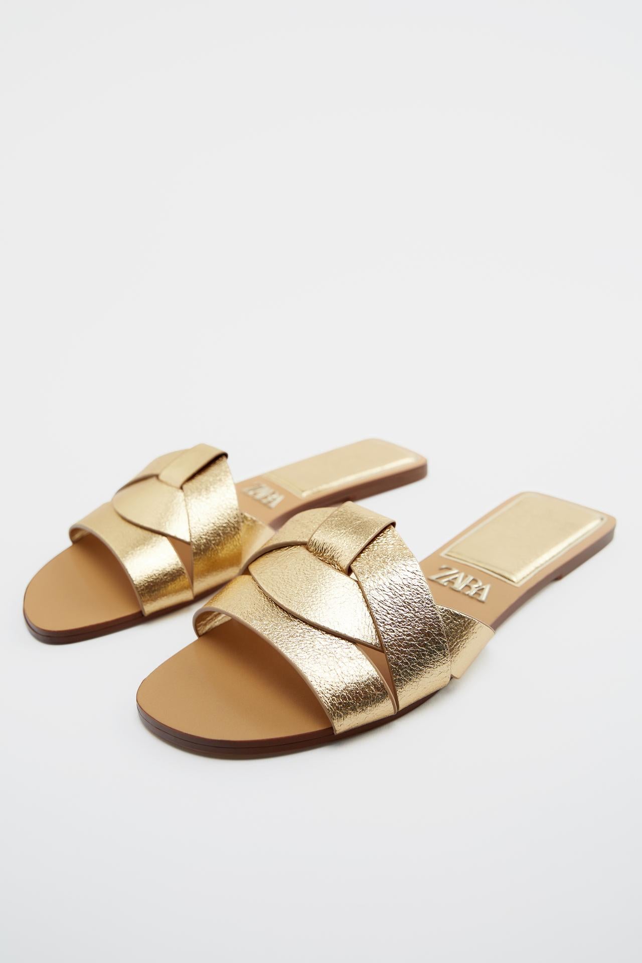 Flat Criss-Cross leather slides