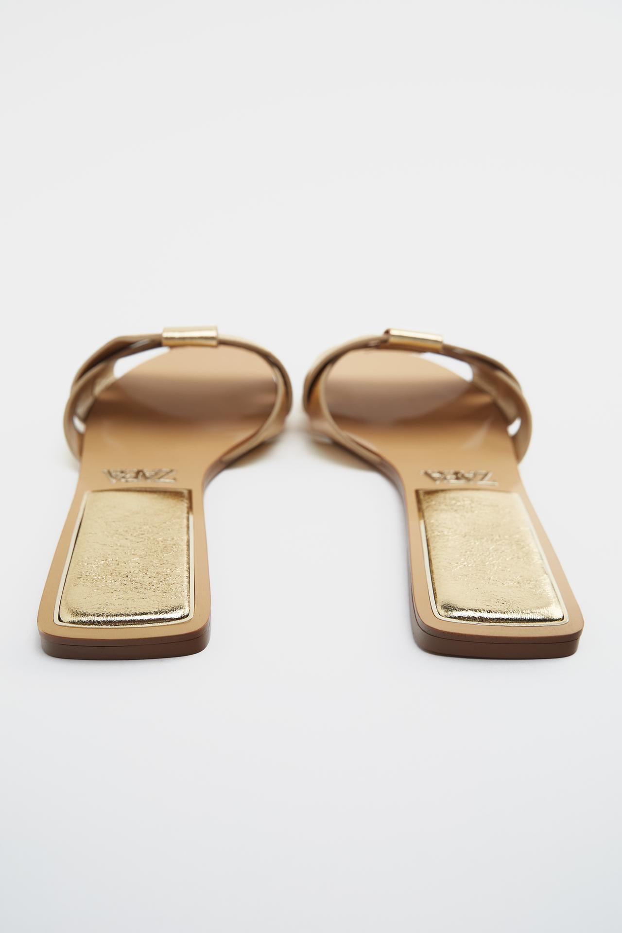 Flat Criss-Cross leather slides