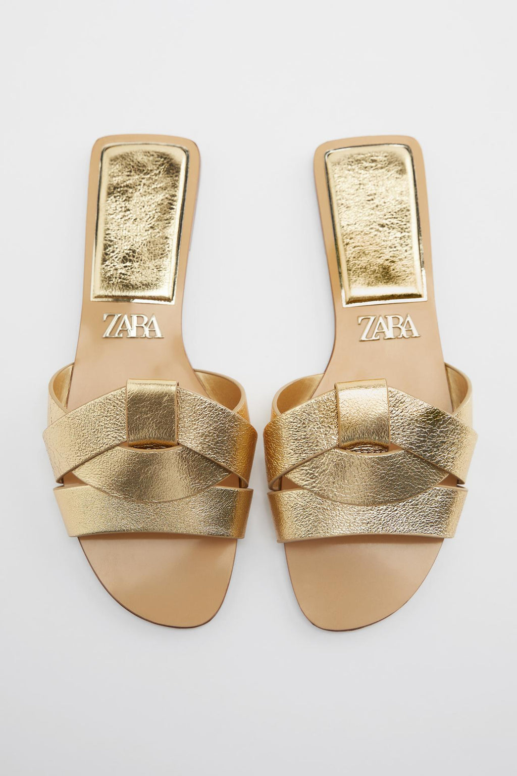 Flat Criss-Cross leather slides
