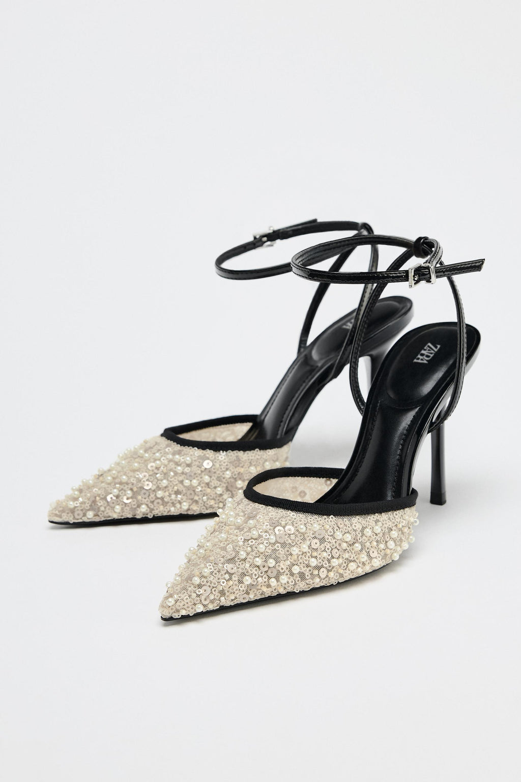 IMPORTED MESH RHINESTONE HEELS