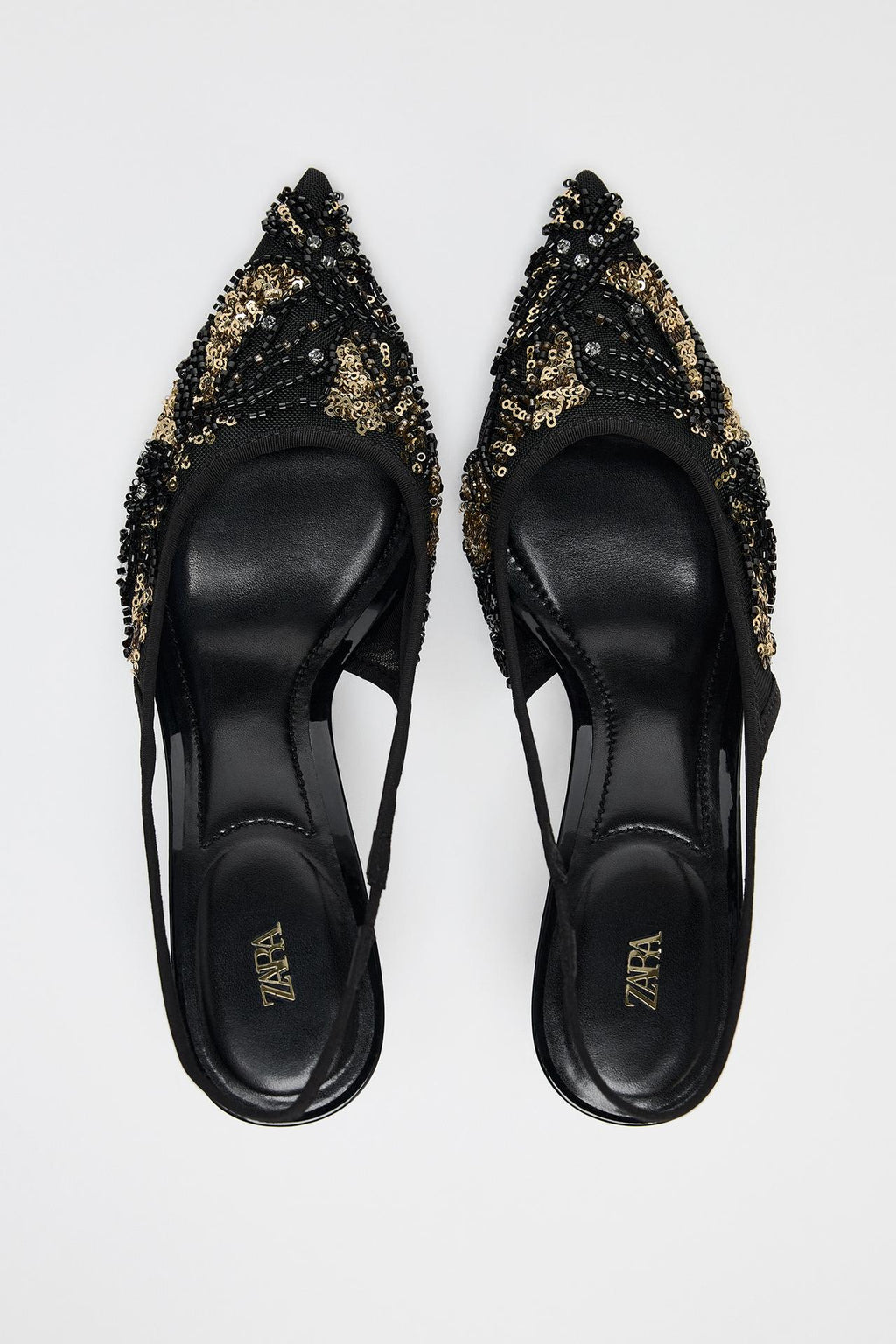 BEADED MESH SLINGBACK HEELS