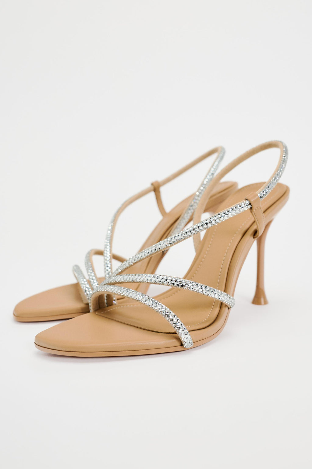 GLITTER STRAP HEEL SANDALS