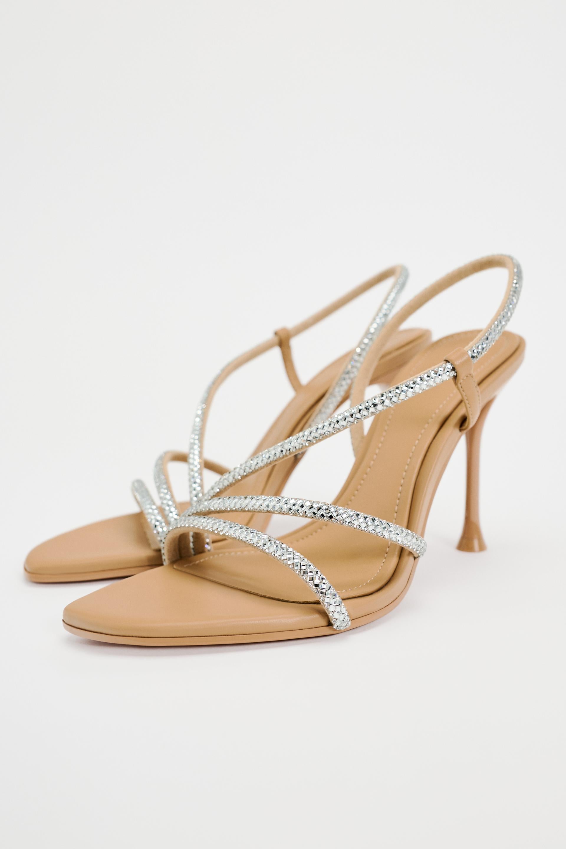 GLITTER STRAP HEEL SANDALS