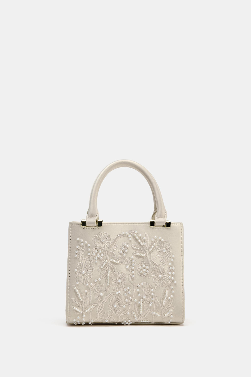SATIN-EFFECT PEARL HANDBAG