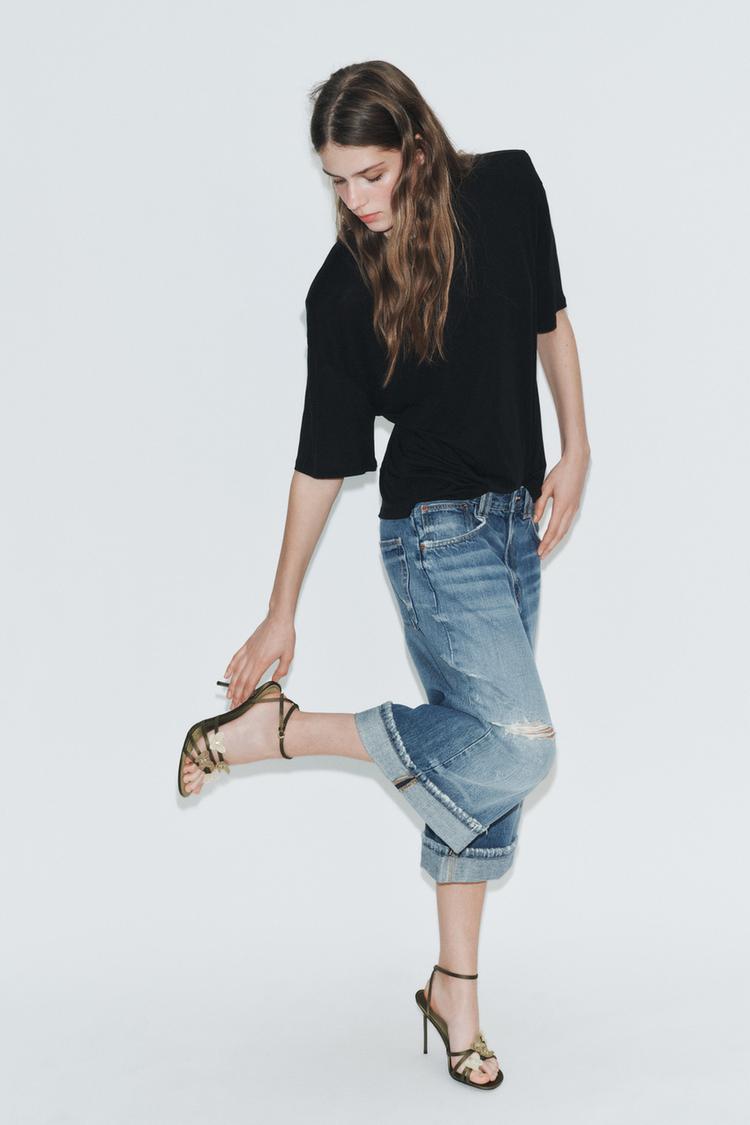 SATIN-EFFECT SANDALS WITH APPLIQUÉS