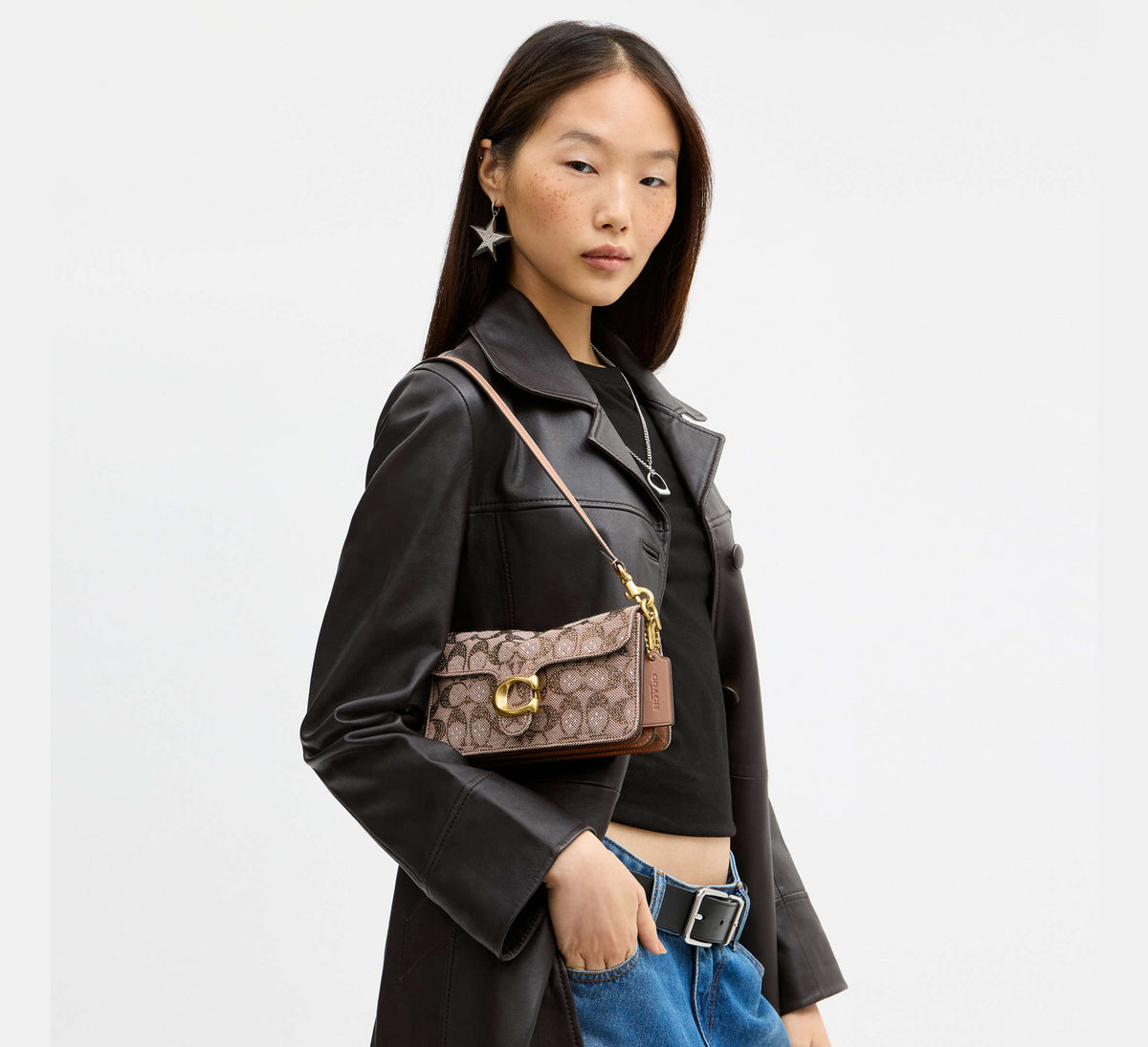 Soft Tabby Shoulder Bag 20 In Crystal Signature Jacquard
