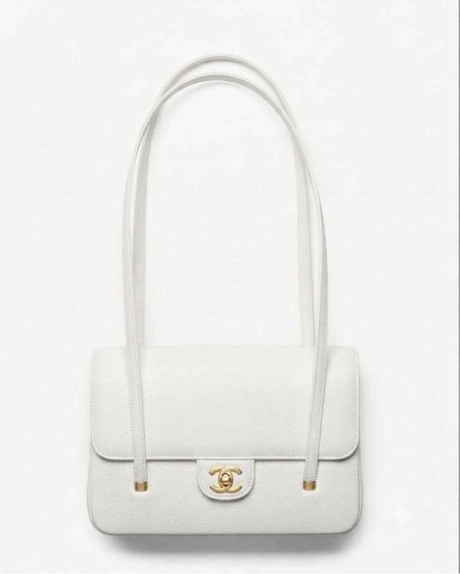 Small flap bag, grained shinny coco