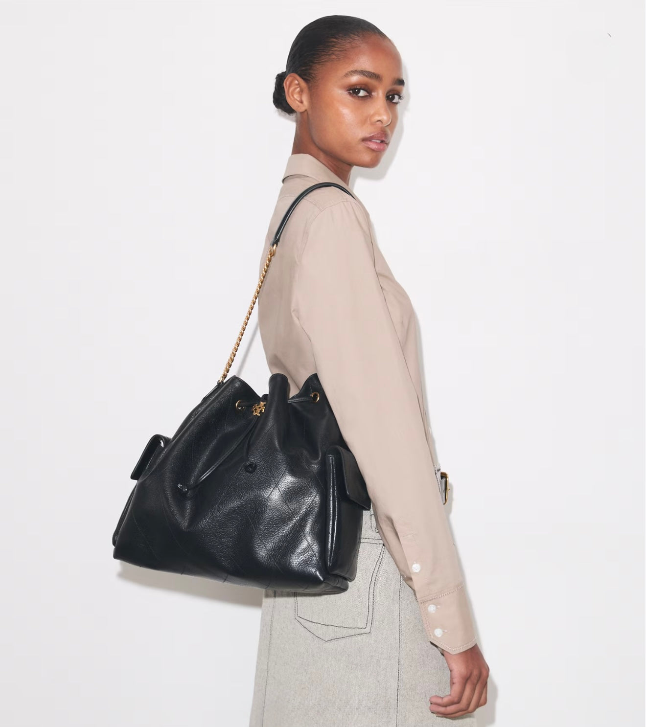 CHARLIE QUILTED DRAWSTRING SHOULDER BAG
