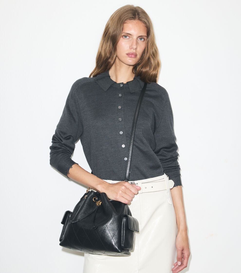 CHARLIE QUILTED DRAWSTRING SHOULDER BAG