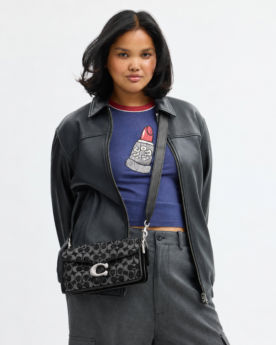 Crystal Suede Signature C Tabby Shoulder Bag 26