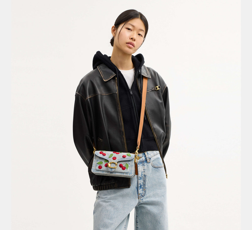 Tabby Shoulder Bag 20 With Cherry Embroidery