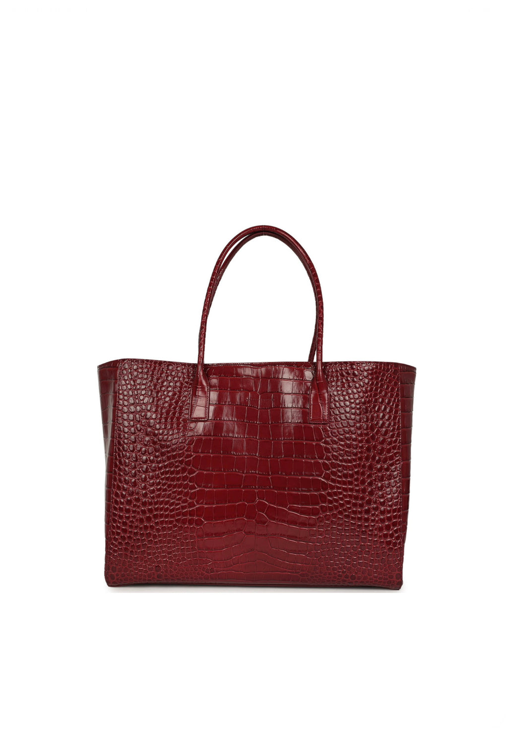Chanel Large tote Shopping Bag Burgundy Crocodile Embossed