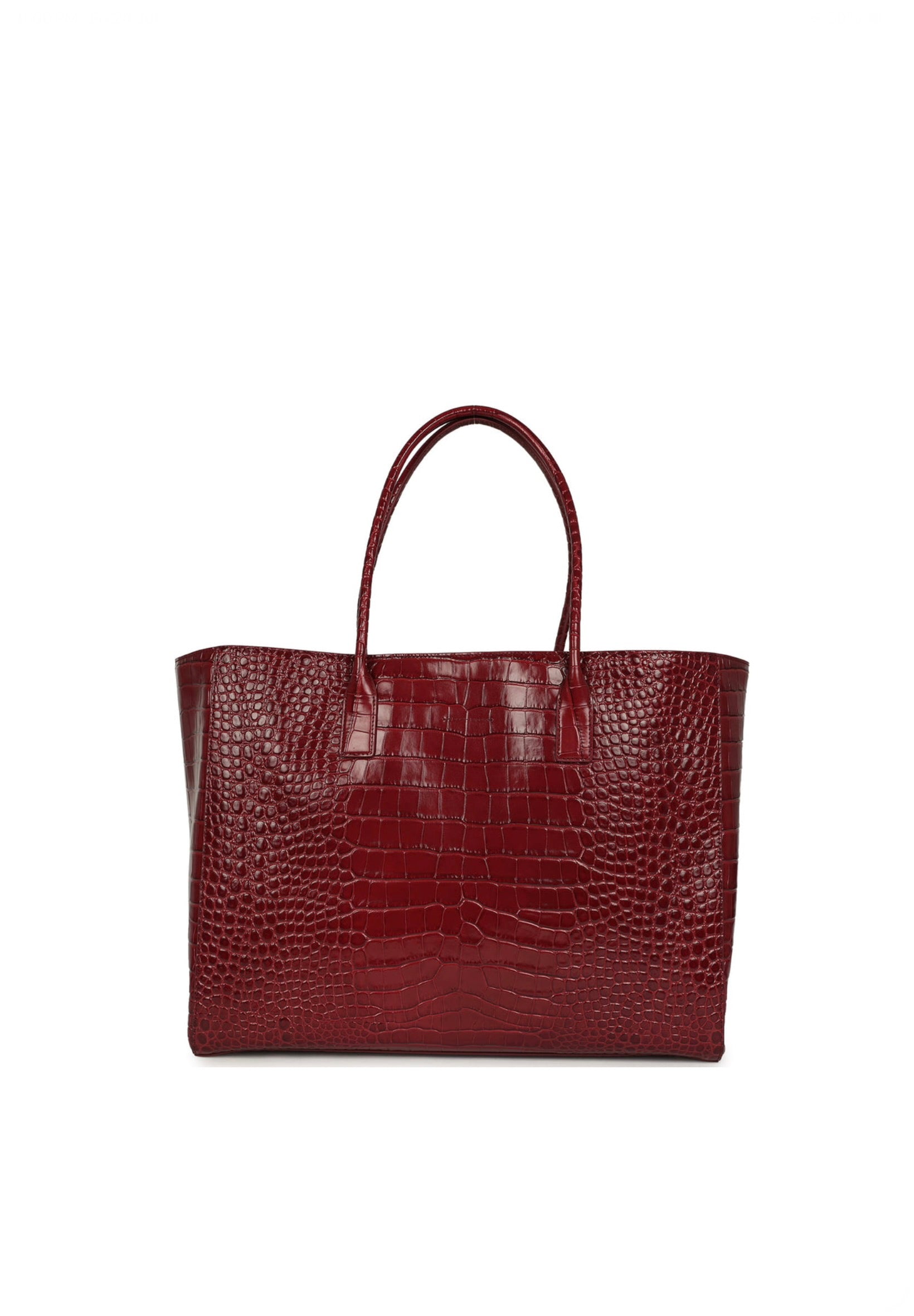 Chanel Large tote Shopping Bag Burgundy Crocodile Embossed