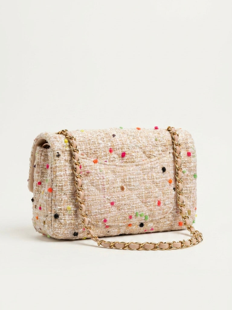 CHANEL Tweed Sequin Quilted Mini Rectangular Flap