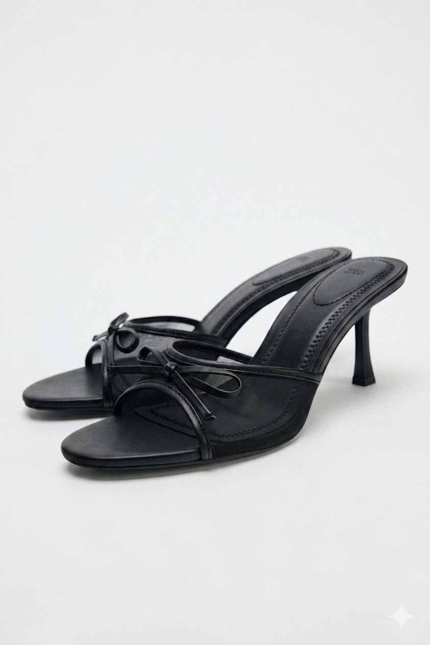 NET SANDALS WITH BOW