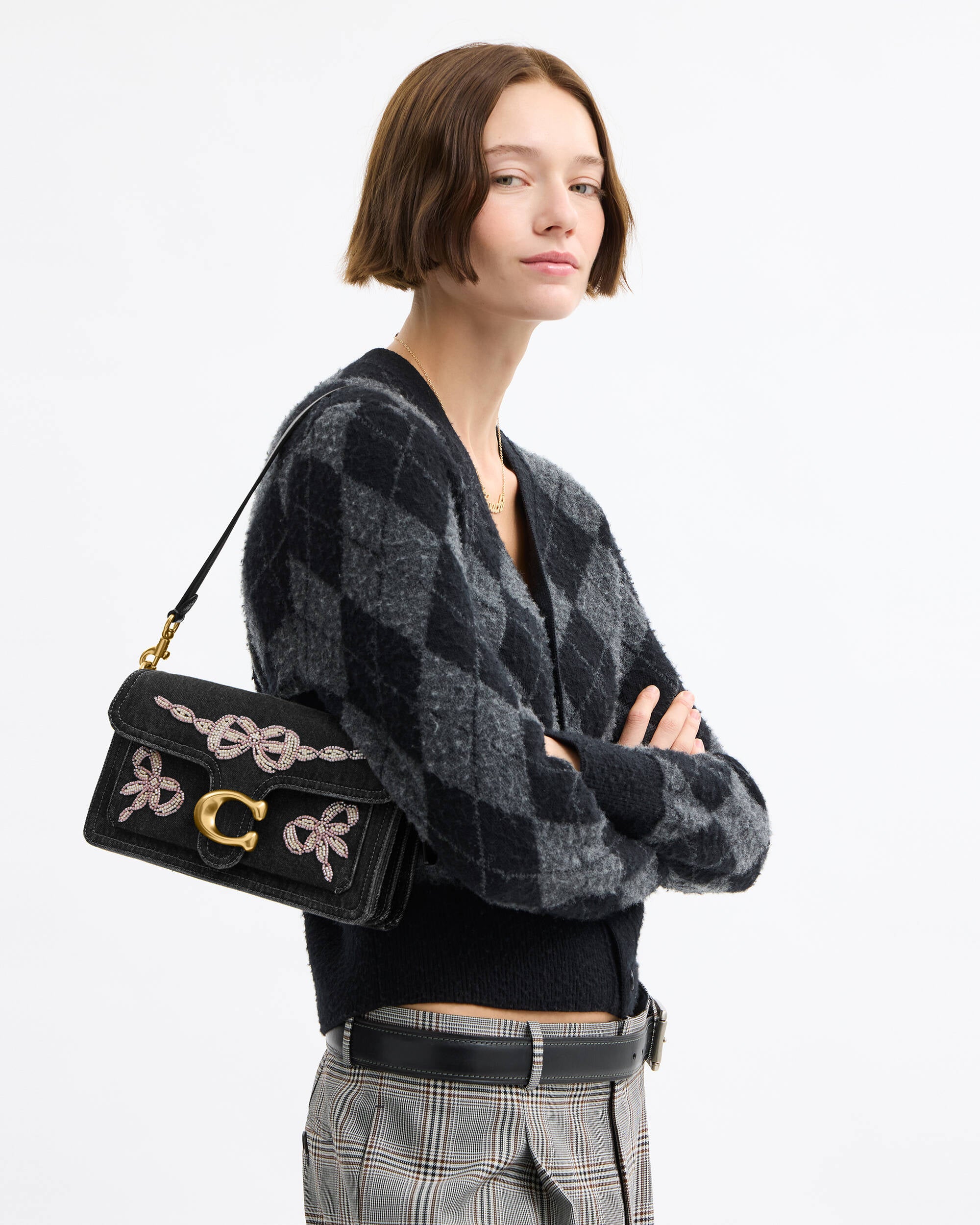 Tabby Shoulder Bag 26 With Beaded Bows