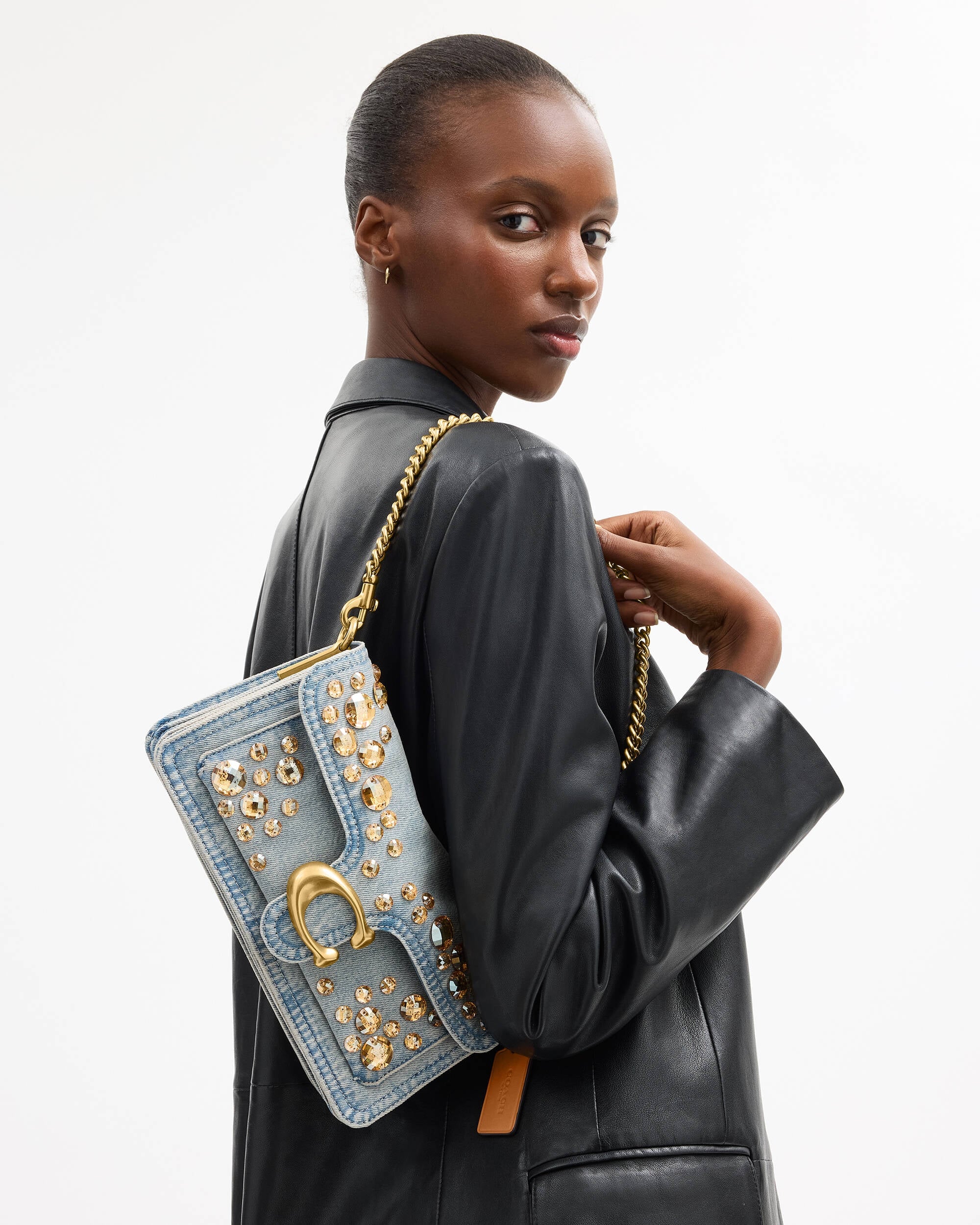 Crystal Denim Tabby Shoulder Bag 26