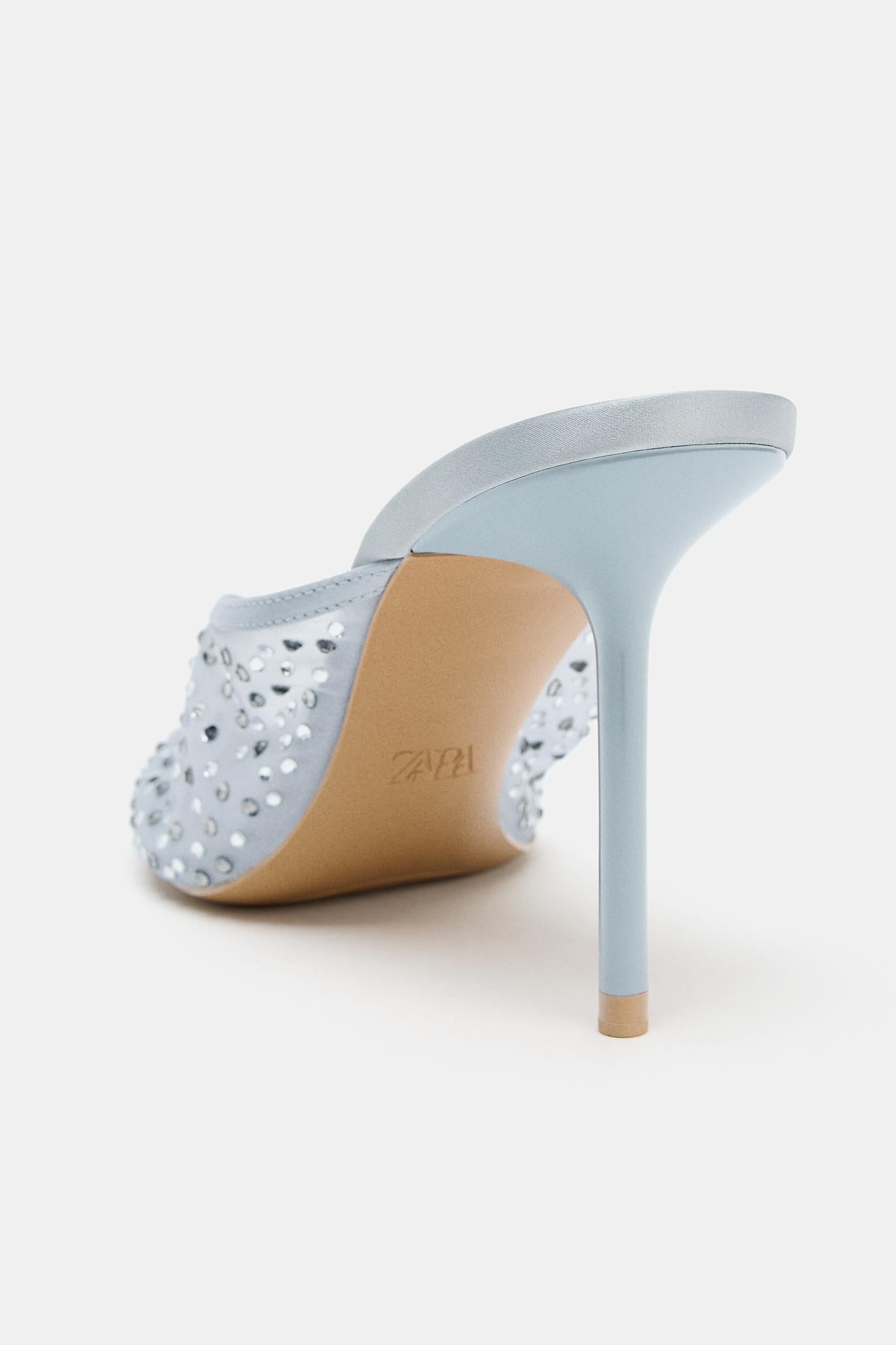 MESH HEEL SANDALS WITH SHINNY DETAIL
