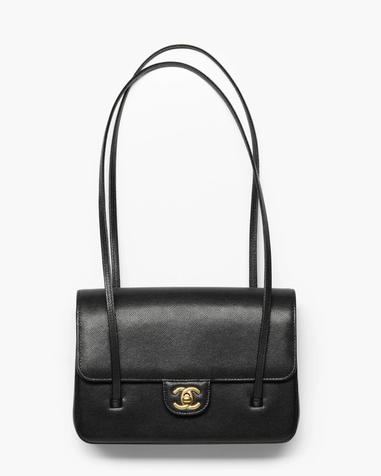Small flap bag, grained shinny coco