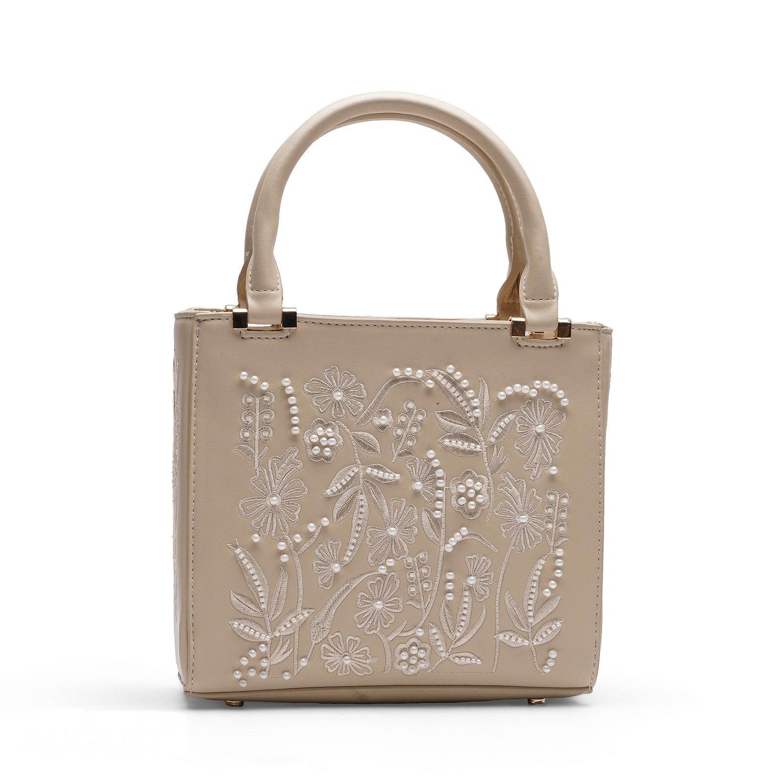 SATIN-EFFECT PEARL HANDBAG