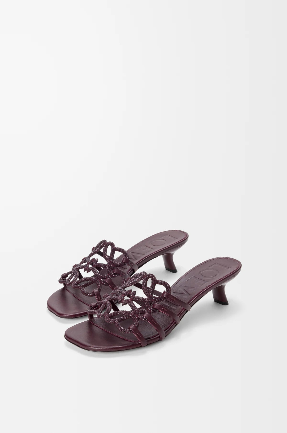 Petal Anagram heels in rhinestone-embellished
