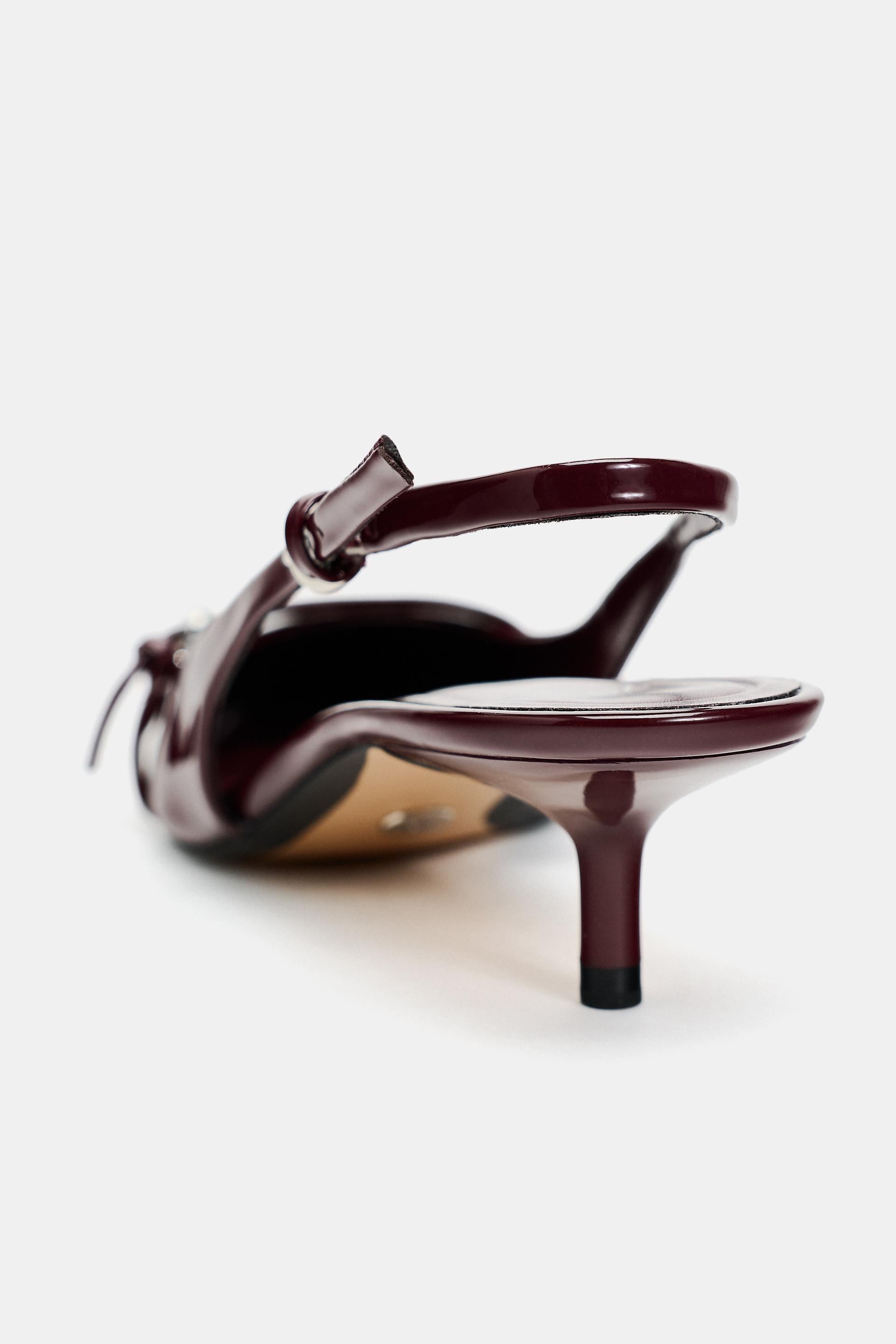 ZARA BURGUNDY BUCKLED SLINGBACK