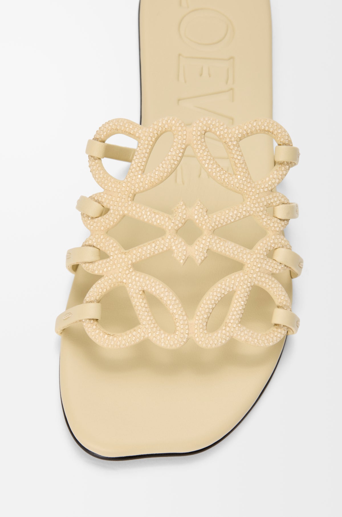 Petal Anagram slide in rhinestone-embellished
