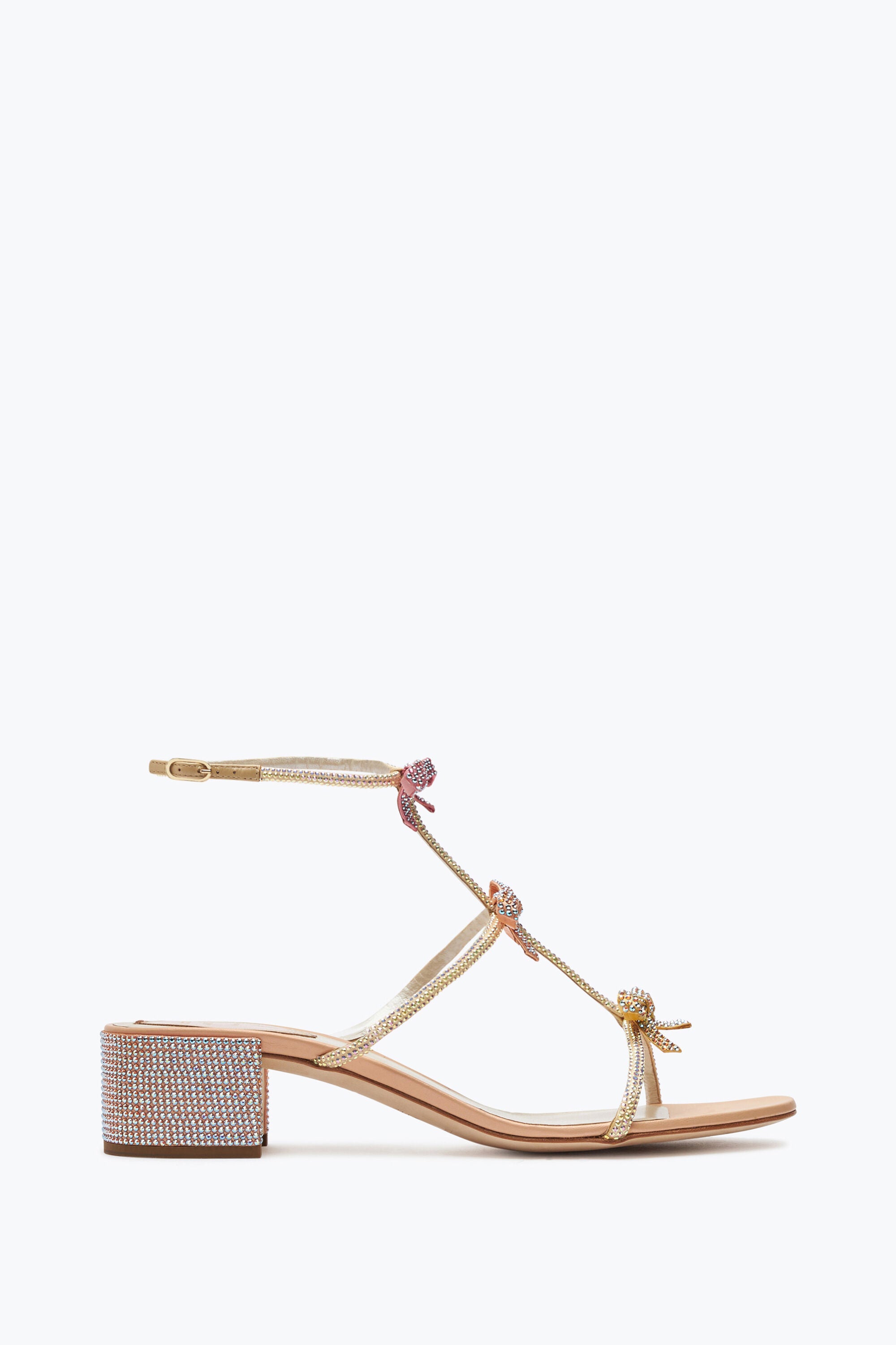 CATERINA PEACH SANDAL WITH MULTICOLOR CRYSTALS