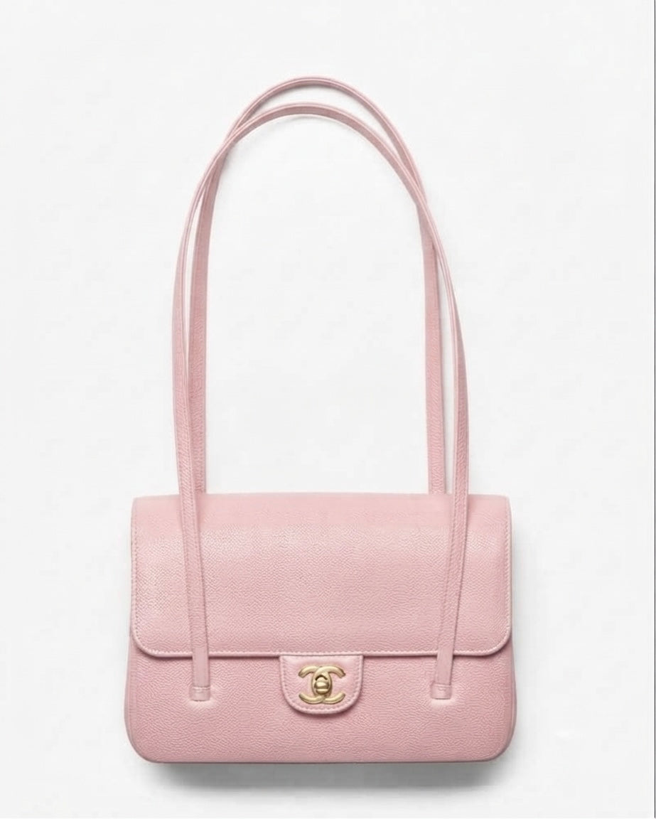 Small flap bag, grained shinny coco