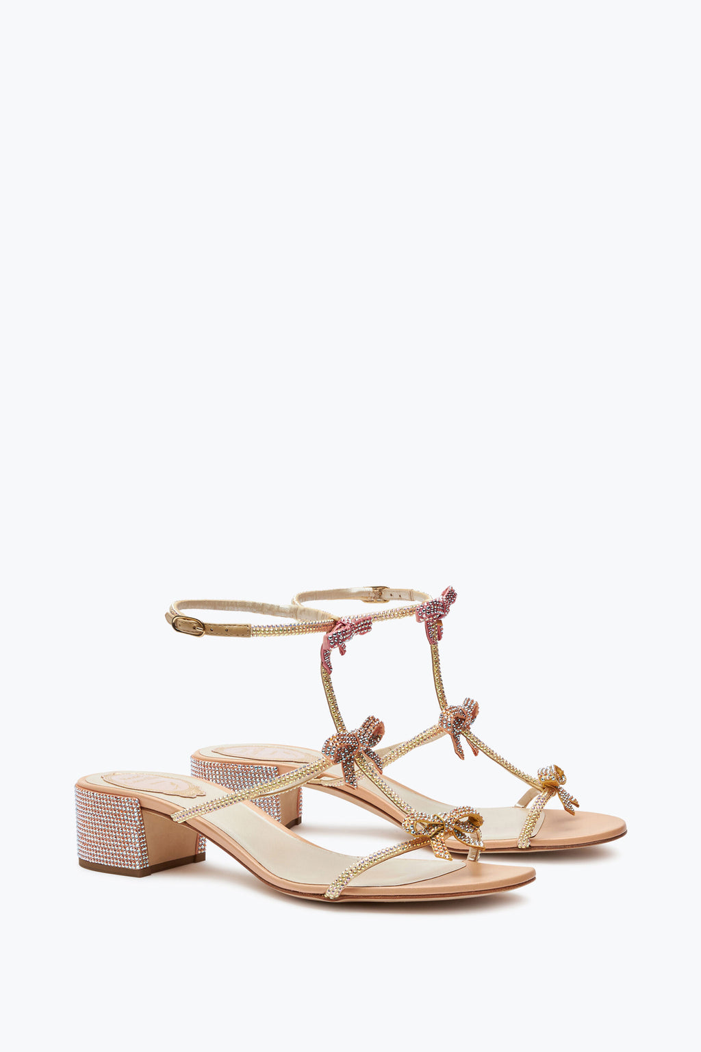 CATERINA PEACH SANDAL WITH MULTICOLOR CRYSTALS