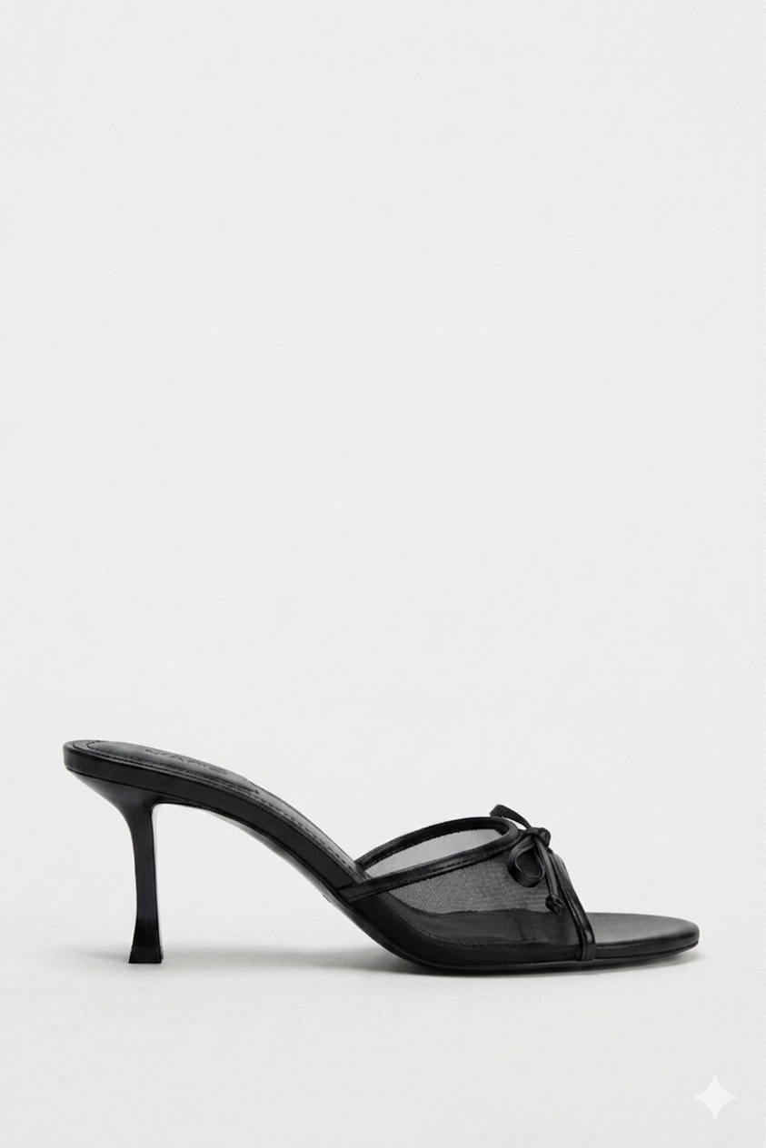 NET SANDALS WITH BOW