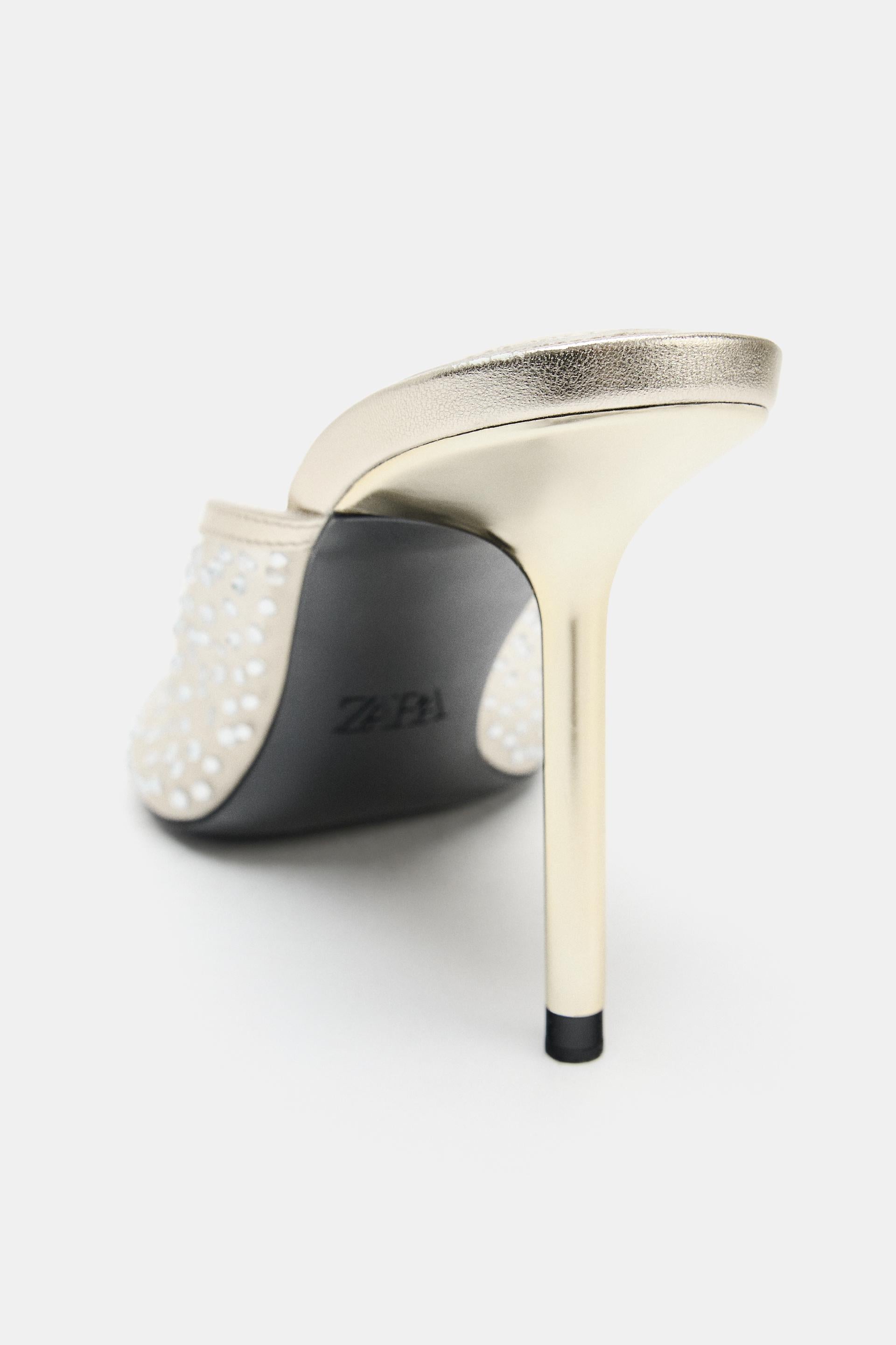 MESH HEEL SANDALS WITH SHINNY DETAIL