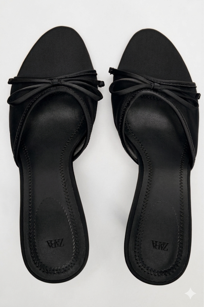 NET SANDALS WITH BOW