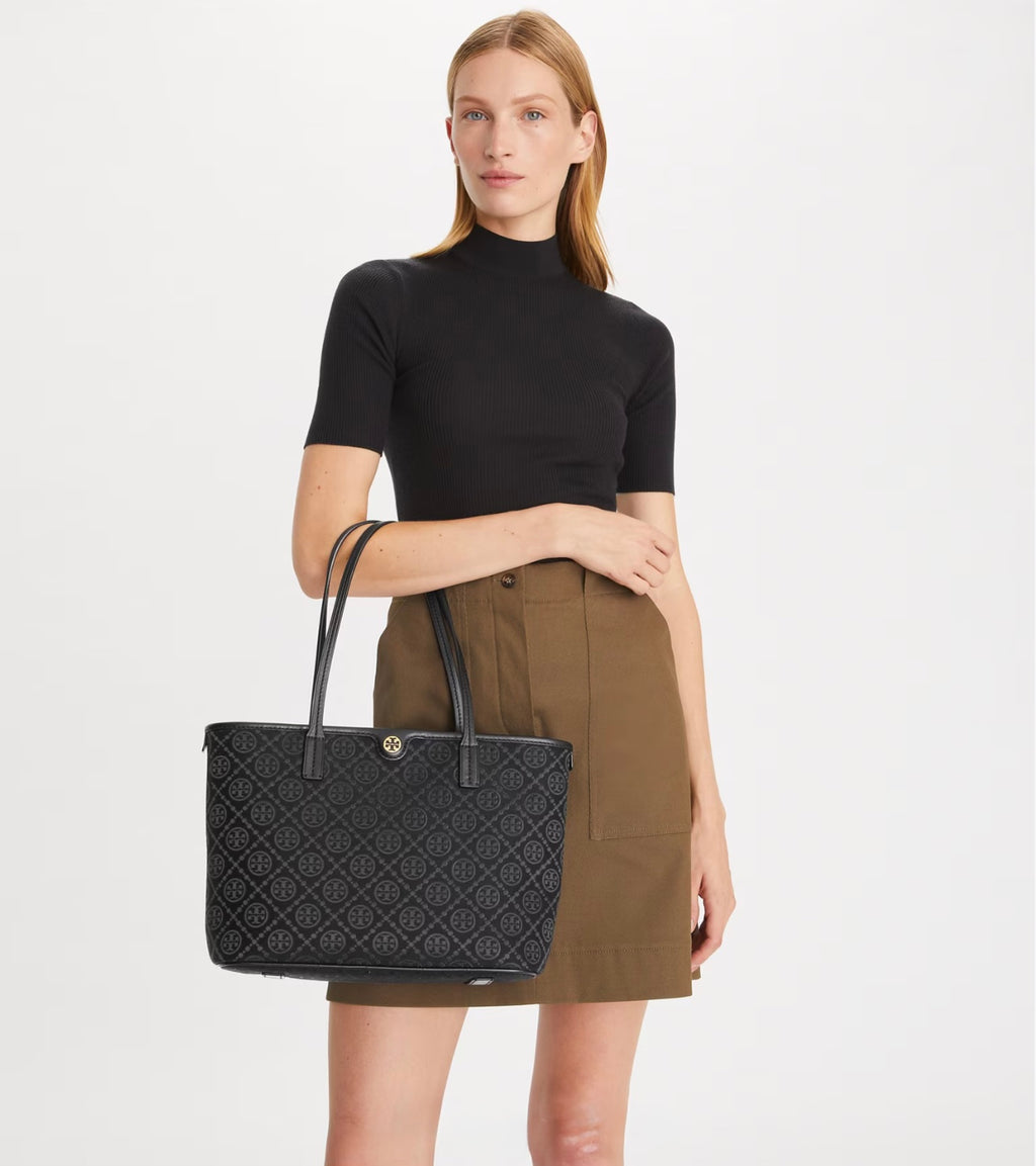SMALL T MONOGRAM ZIP TOTE