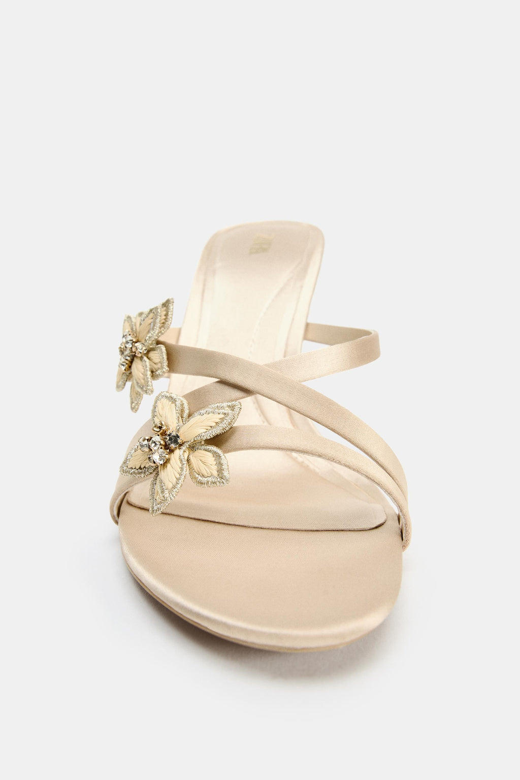HEELED SANDALS WITH SHINY FLOWERS