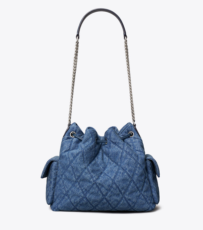 CHARLIE QUILTED DENIM DRAWSTRING SHOULDER BAG (Copy)