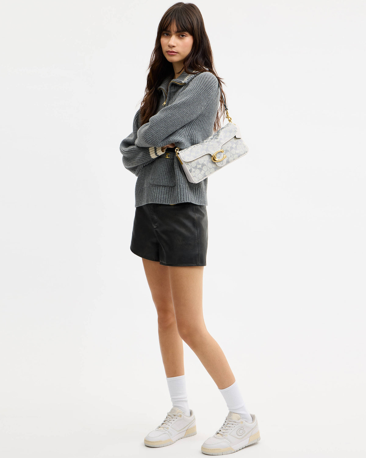 Soft Crystal Signature Denim Tabby Shoulder Bag 26