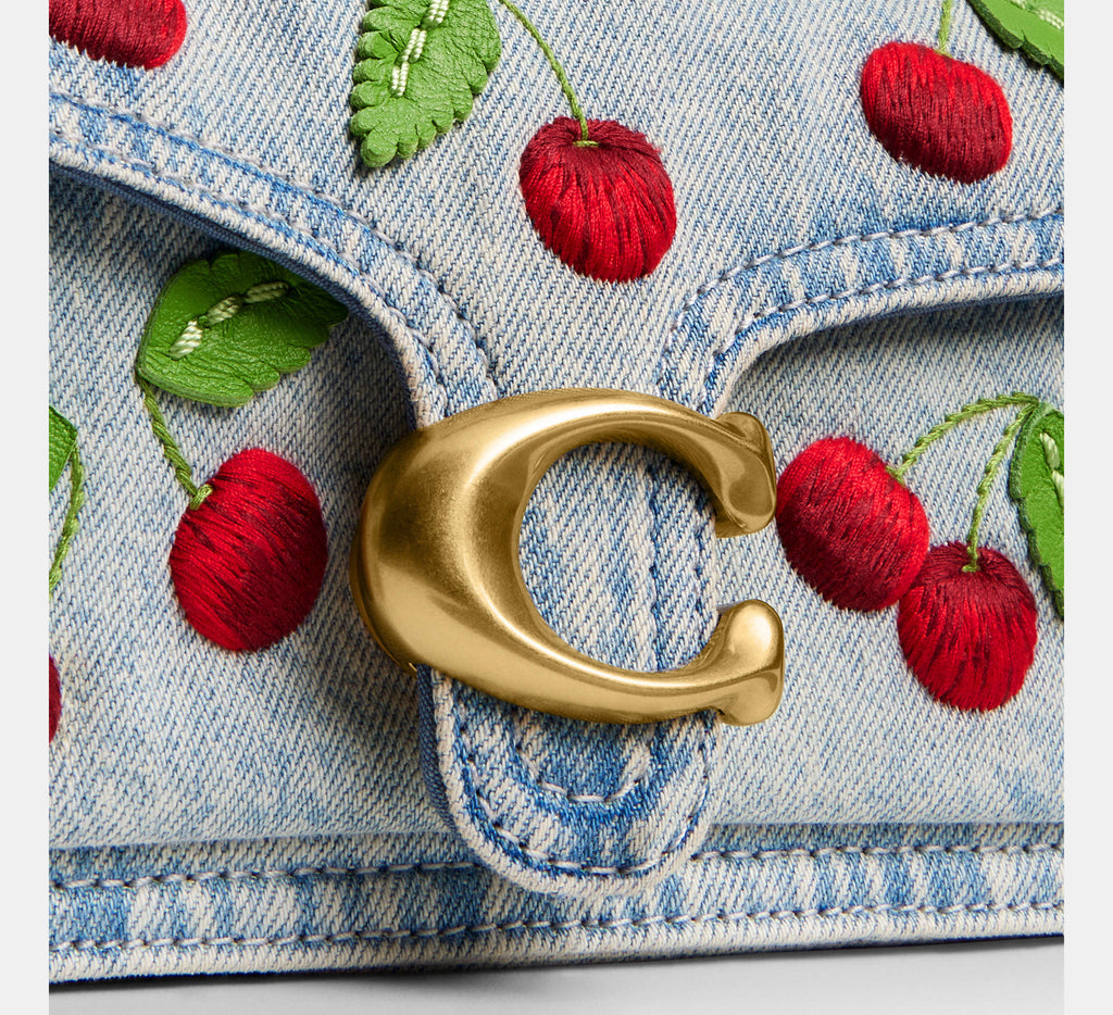 Tabby Shoulder Bag 20 With Cherry Embroidery