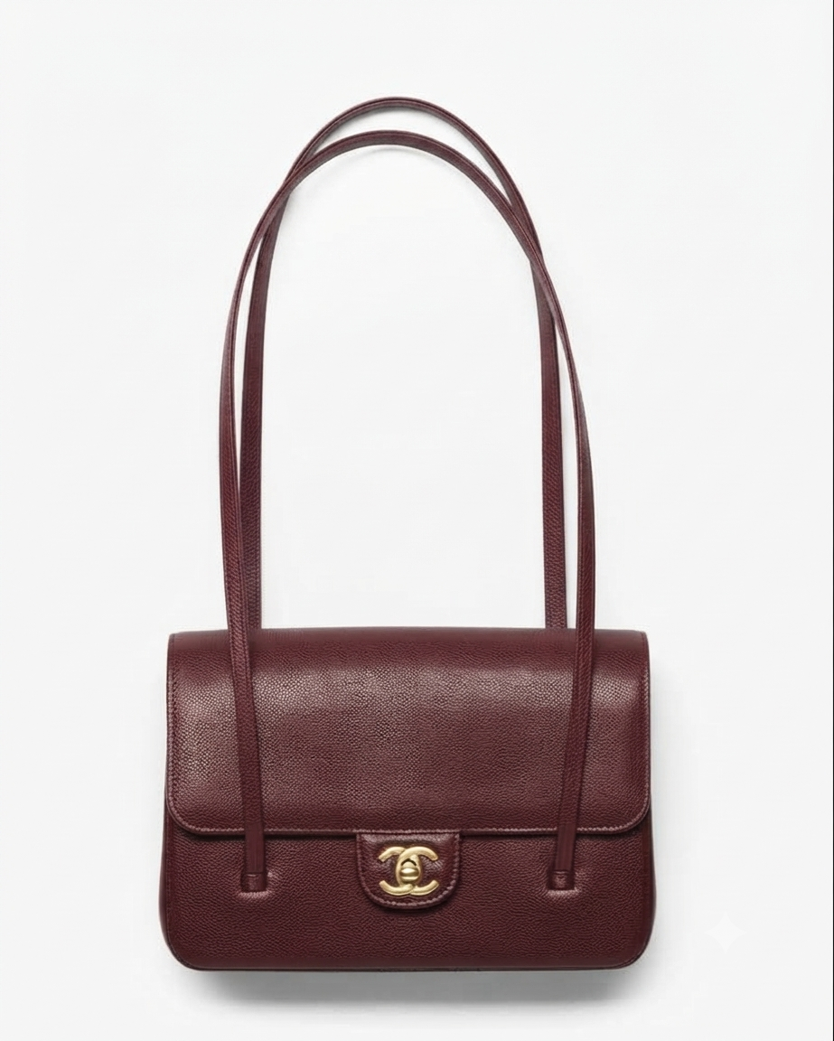 Small flap bag, grained shinny coco