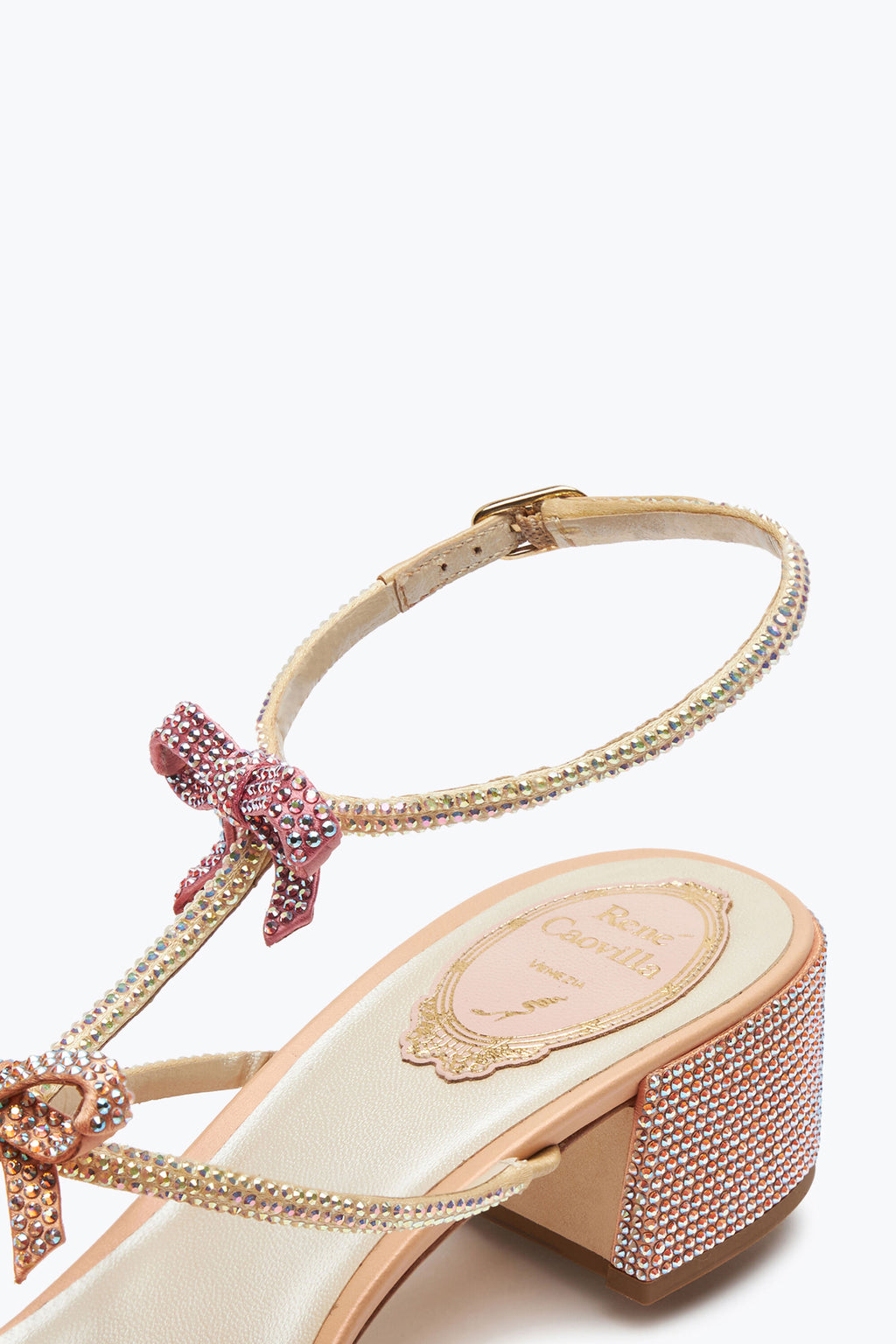 CATERINA PEACH SANDAL WITH MULTICOLOR CRYSTALS